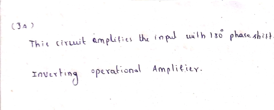 This cirmit amplifies the input with iso phase shitt- Inverting operational Amplifier.