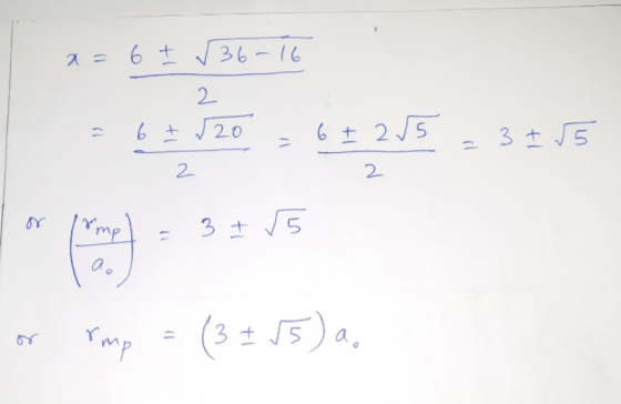 x=6 ± √ 36-16 2 = 6 + 20 = 6 + 2 5 = 3 +√5 or Pompl = 3 + √5 о or imp = (3+55),