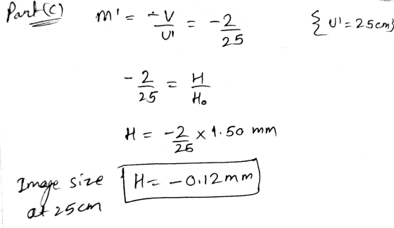 Partio) mi V سشم ♡ - -2 {U= 25cm UI 25 - 2 25 25 И a Ho H = -2 × 1.50 mm 25 size H = -0,12mm Image at 25cm
