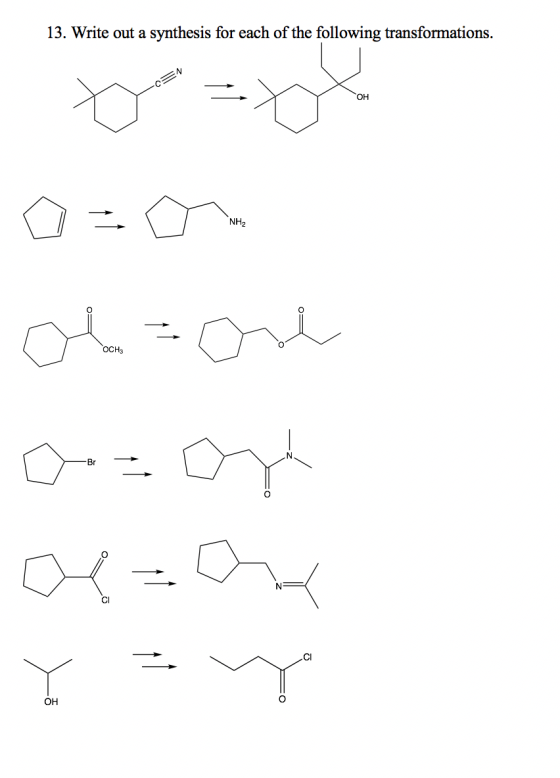 13. Write out a synthesis for each of the following transformations. ОН > NH2 olone oo Q-0 > OH