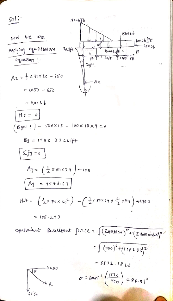 soli IPOL6F6 Now we are 1500 lb loolblft F PT +ft I D e sout T lpoolbafte B Apply vi e м \f №n:UM equation i H30ft. Ax = -x70