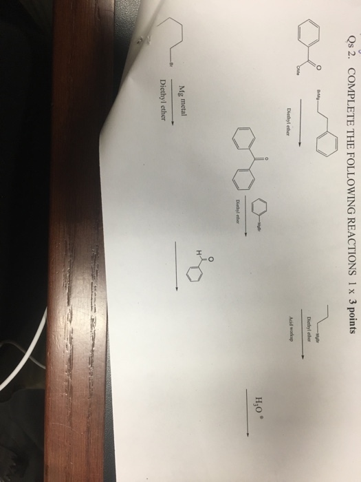 Qs 2. COMPLETE THE FOLLOWING REACTIONS 1 x 3 points Mg metal Diethyl ether H30