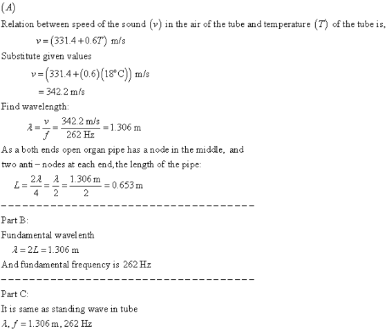 Relation between speed of the sound (v) in the ar of the tube and temperature (T) of the tube is v (331.4+0.67) m/s Substitut