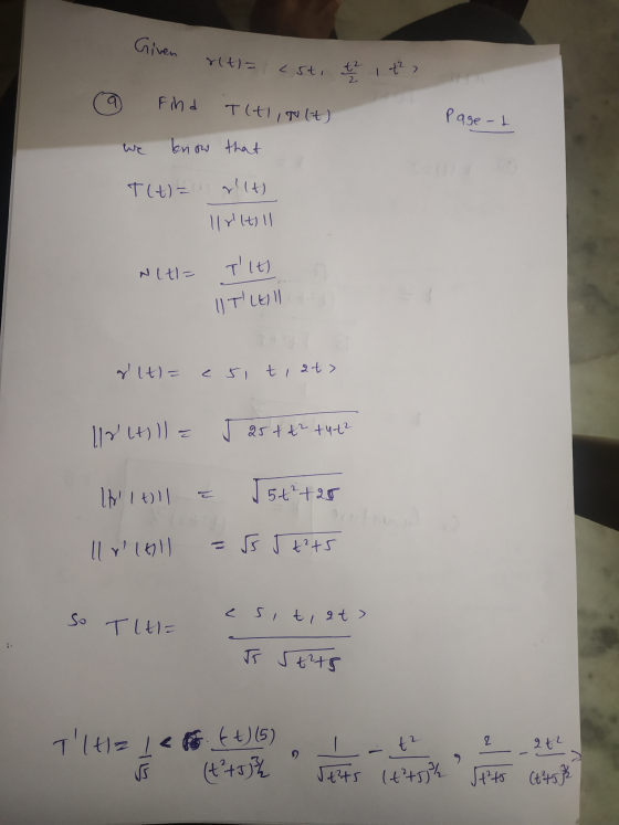 Given rlt)= c5ti <st. t tz it? Find TALIN(E) Paget know that T(t) = allt) Irtill Nlt1= Tit) ITLEI gltl= e sitiat> ||2lHille