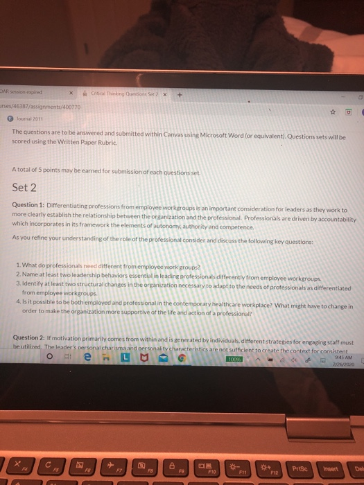 AR session expired X crocal thinking Gunson Set 2 rses/46387/assignments:/400770 Journal 2011 The questions are to be answere