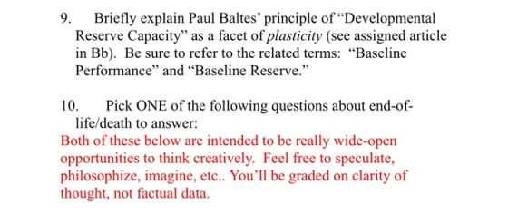 9. Briefly explain Paul Baltes principle of “Developmental Reserve Capacity as a facet of plasticity (see assigned article
