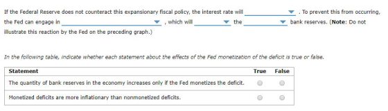 If the Federal Reserve does not counteract this expansionary fiscal policy, the interest rate will the Fed can engage in , wh