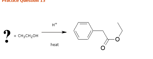 H+ ܘ• + CH3CH2OH heat