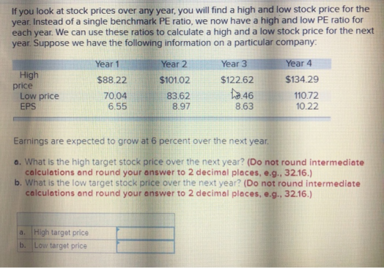 If you look at stock prices over any year, you will find a high and low stock price for the year. Instead of a single benchma