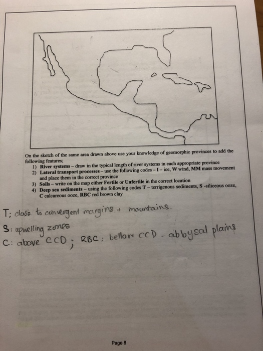 of the same area drawn above use your know ledge of geomorphic provinces to add the following features; I) River systems - dr