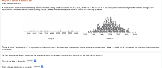 Chapter 3, Section 3, Exercise 087 Brain Hippocampal Size A recent study examined the relationship between football playing a