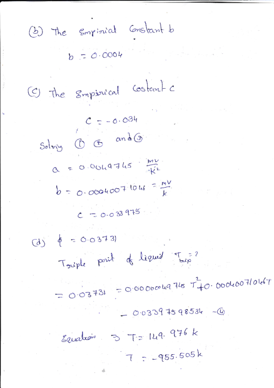 (②) The Empirial Constant b b =0.0004 @ The empirical costante C -0.034 Solening 0 6 and a=0.0049715 er en b-0.00040071046 C=