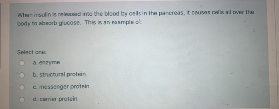 When insulin is released into the blood by cells in the pancreas, it causes cells all over the body to absorb glucose. This i