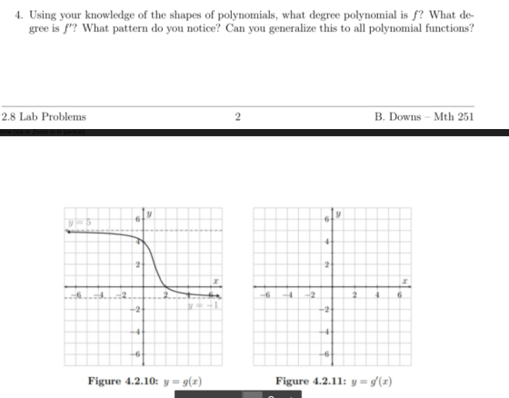 4. Using your knowledge of the shapes of polynomials, what degree polynomial is f? What de- gree is f? What pattern do you n