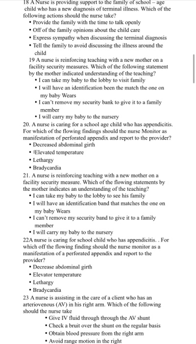 18 A Nurse is providing support to the family of school-age child who has a new diagnosis of terminal illness. Which of the f
