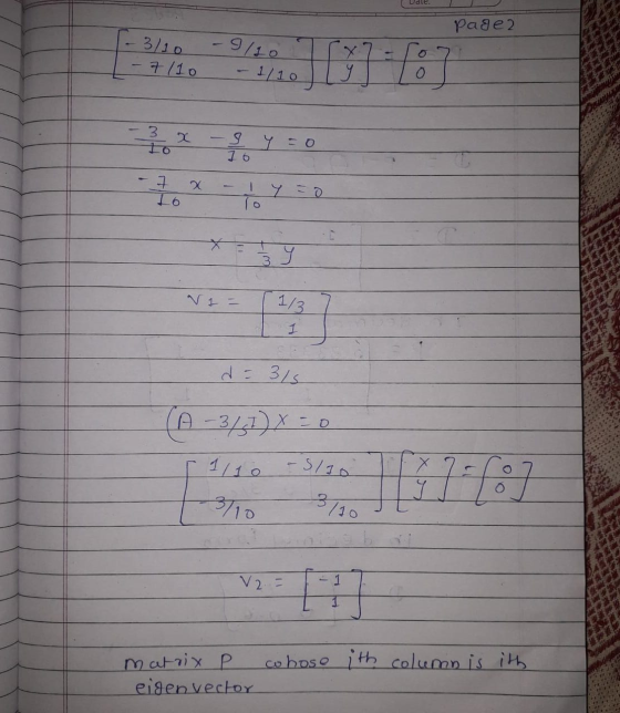 page2 3/10 - 7/10 9/10 -1/10 y lo - 3 x 16 7. 2 - 16 Ni= 1/3 1 d = 315 A-3/7) x = 0 Ilse S/10 fo] I 3710 3110 V2 = 1 1 chose