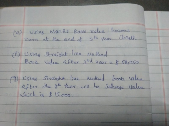 Using MACRS Boole valu baaans Zoxa at dea end o desall Yeax CAUsing Straisht lina Maduad Baob Nalua after 2 d year F526750 Ma