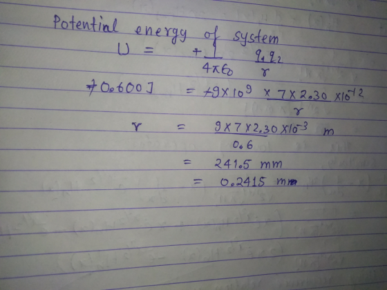 Potential energg of sys . System 14 92 4Reo 9X7 1230 xlo 3 m 0% 6 241.5 mm