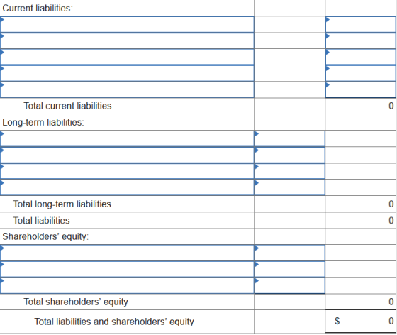 Current liabilities: 0 Total current liabilities Long-term liabilities: 0 Total long-term liabilities Total liabilities Share