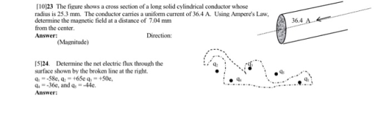 36,4 A 4 [10123 The figure shows a cross section of a long solid cylindrical conductor whose radius is 25.3 mm. The conductor