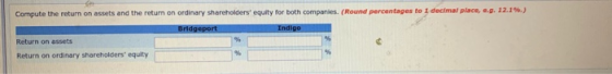 Compute the return on assets and the return on ordinary shareholders equity for both companies. (Round percentages to I deci
