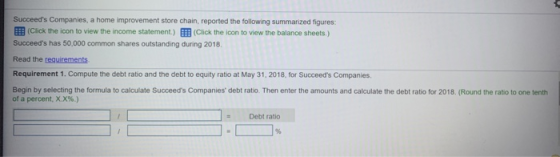 Succeeds Companies, a home improvement store chain, reported the following summarized figures: (Click the icon to view the i
