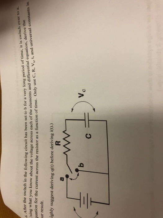 to b for a very long period of time, it is switch over to a ch of the elements and differential equation, derive the ion of t