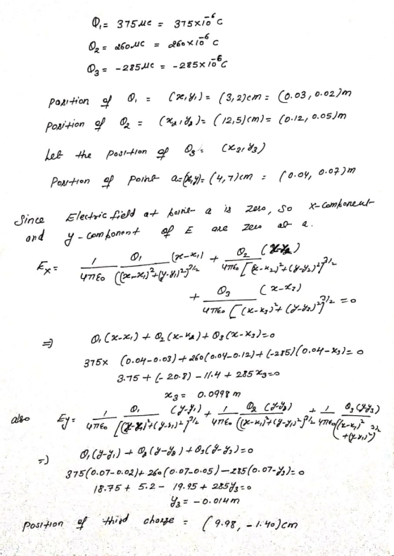 0,- 375me = 375xióc Oz= 160MC = 260x1ő 0g = -28546 = -285x17c position 4 0, - Cre, ) = (3,27cm = (0.03,0.02)m Position of Ox