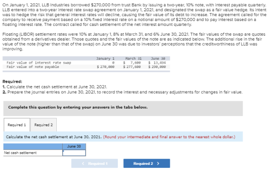 On January 1, 2021, LLB Industries borrowed $270.000 from trust Bank by issuing a two-year, 10% note, with interest payable q