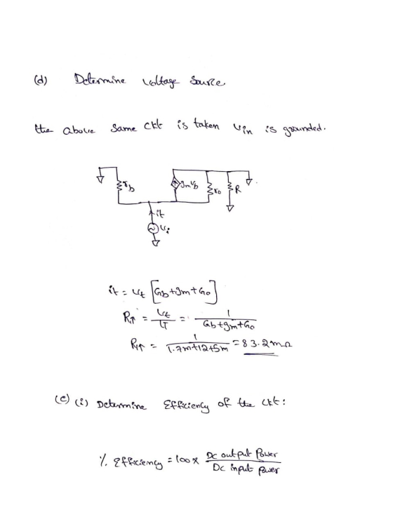 (d) Determine coltage Source the abole same ckt is taken win is grounded. fit 2 et = 44 (z tamtho] Rip = L = ab tgimthe Rim -