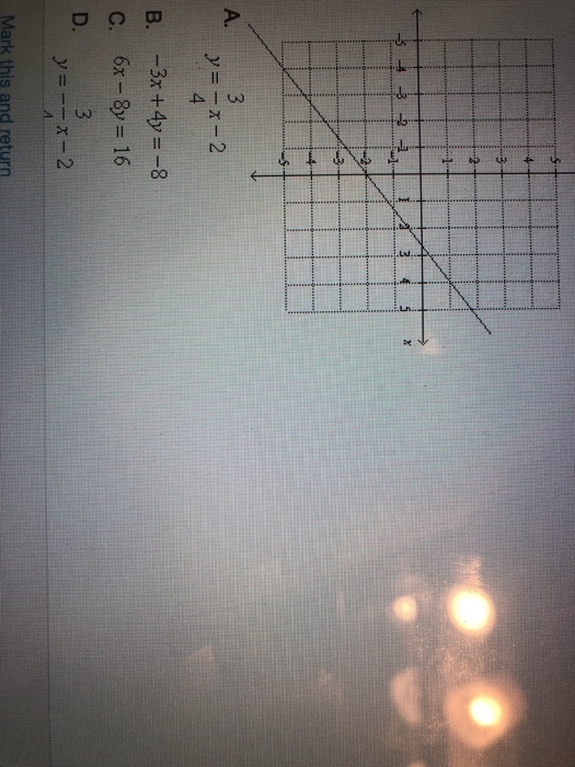 53 5 1 2 A. 6x-Sy= 16 C. D. Mark this and return
