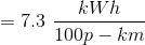 =7.3 \ \frac{kWh}{100p-km}