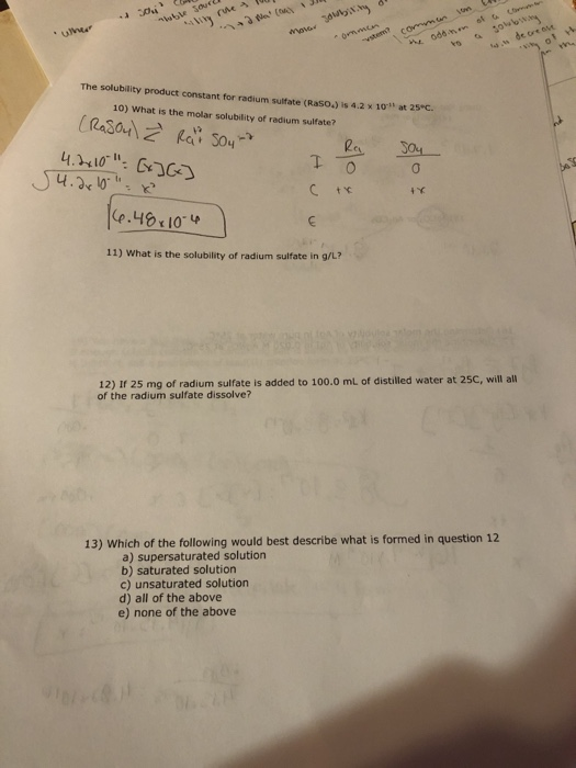 ll Oy bird ble Souell Mility rire a . wor in ommen the Sowowin with de creon the The solubility product constant for radium