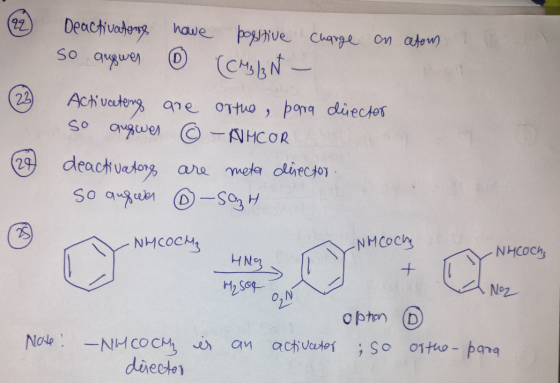 have Deactivators so auquer charge on positive (CM3 / N - atoms a Activating so auques deactivatong so auqwer are ortho, para