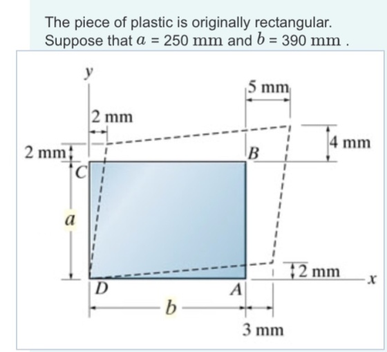 The piece of plastic is originally rectangular. Suppose that a-250 mm and 6 390 mm 5 mm 2 mm 4 mm 12mm 3 mm