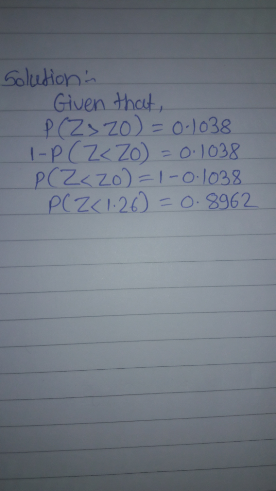 Given thot PCzszo) = o-1038 pCZK 1.260-O-3962-