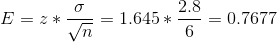 1 ,645 * 2.8 -= 0.7677 E = *-= Vn 6