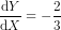 \frac{\mathrm{d} Y}{\mathrm{d} X} = - \frac{2}{3}