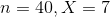 n=40, X=7