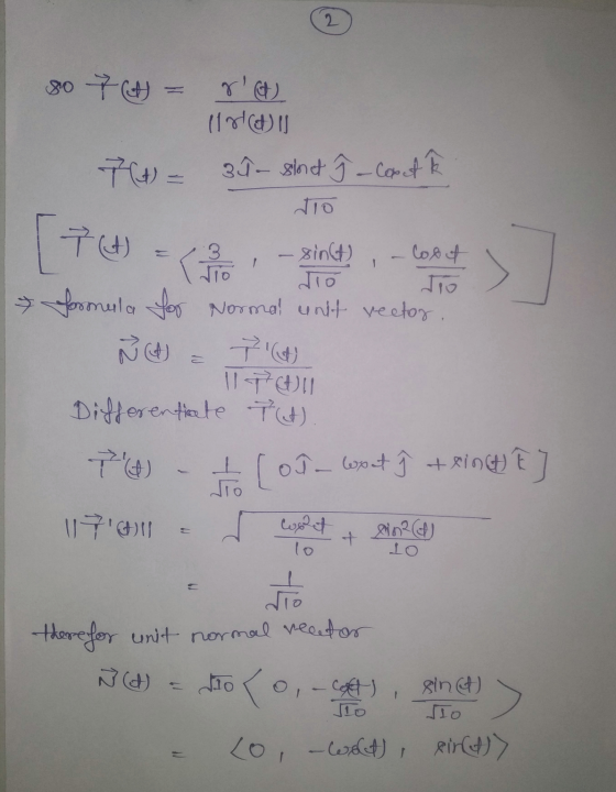 2 80 7 A = INDIJ 74 = 3^- sout ] - copet Ŕ tro [-7 (H) = { 3 1 - sinkt) Cost Jió Jio formula for Normal unit vector. T 17 Al