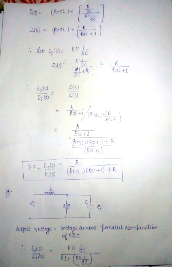 R+ s C 219) +R Rsc+1 S C is Ei (S) Zals) - ZIs) SC+I Rsc+ ei