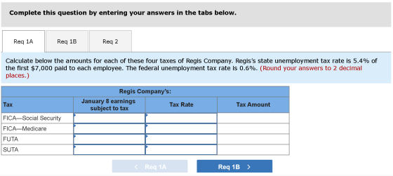 Complete this question by entering your answers in the tabs below. Req 1A Req 1B Req 2 Calculate below the amounts for each o