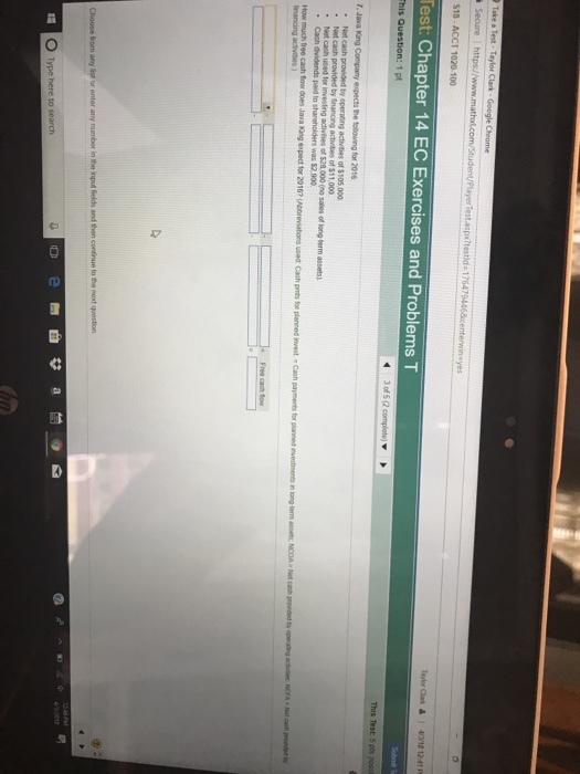 aylor Clack &1 4318 12-41 P est: Chapter 14 EC Exercises and Problems T expects the tollowing for 2016 paid to oe planned invest Cash payments o