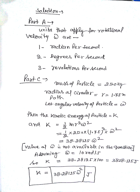 eDeees Perherend ms ay Particle Path Let angular vely a Patce 9. 2. 38121