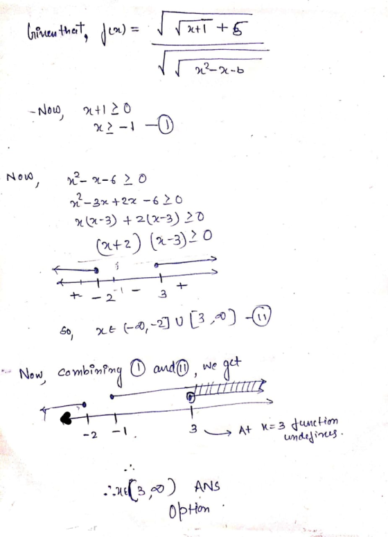 Grimen that, jen) = u+1 +5 n²-a-b - Now, n+12O X-1 Now 72-8-610 2-3x+28 -620 212-3) +212-3) 20 (+2) (2-3)20 1 - 2 3 so x€ (-2
