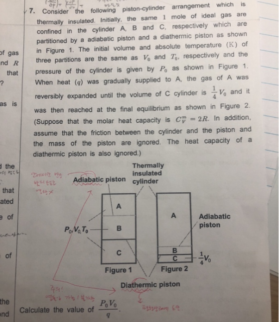 of gas ind R that ? Tp yap 1. Consider the following piston-cylinder arrangement which is thermally insulated. Initially, the