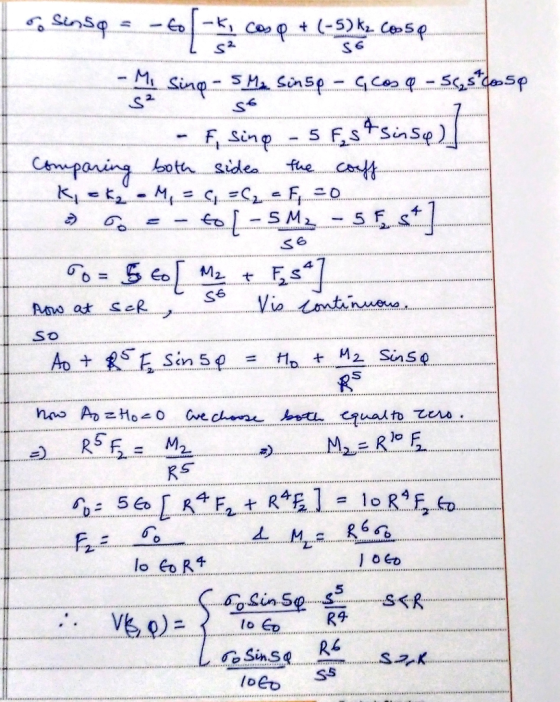 56 o senso -o las cosp + (-5) k. cose Sing - 5 Ma Sensp - Gcos Q - Sesidesp - F, sino - 5 Fistsinspe] [ Comparing both sides