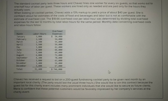 The standard cocktail party lasts three hours and Chavez hires one worker for every six guests, so that works out to one-half