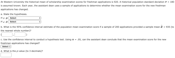 At Western University The Historical Mean Of Scholarship Examination 