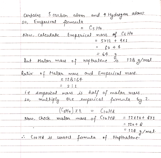 wen atoms. contains 5 carbon atom and 4 Hydrogen ato so, Emperical formula - C5 H4 Now, calculate Emperical mass of C5 H4 = 5